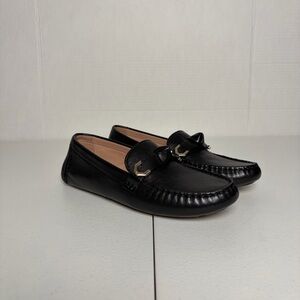 Women’s Cole Haan Black Evelyn Bow Drivers Loafer Flat Shoes SZ 6